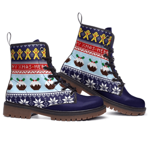  Retro Christmas Jumper Nordic Unisex Combat Boots by Love Hype and Glory