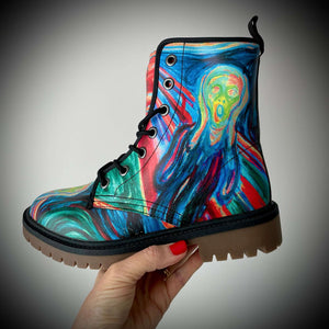 Vignette of Edvard Munch The Scream Unisex Combat Boots by Love Hype and Glory