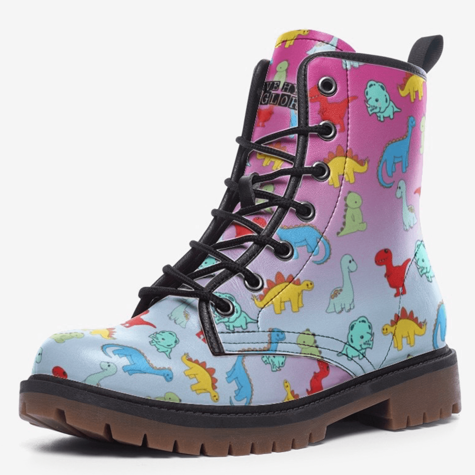 Unisex, vegan friendly Dinosaur boots by Love Hype and Glory