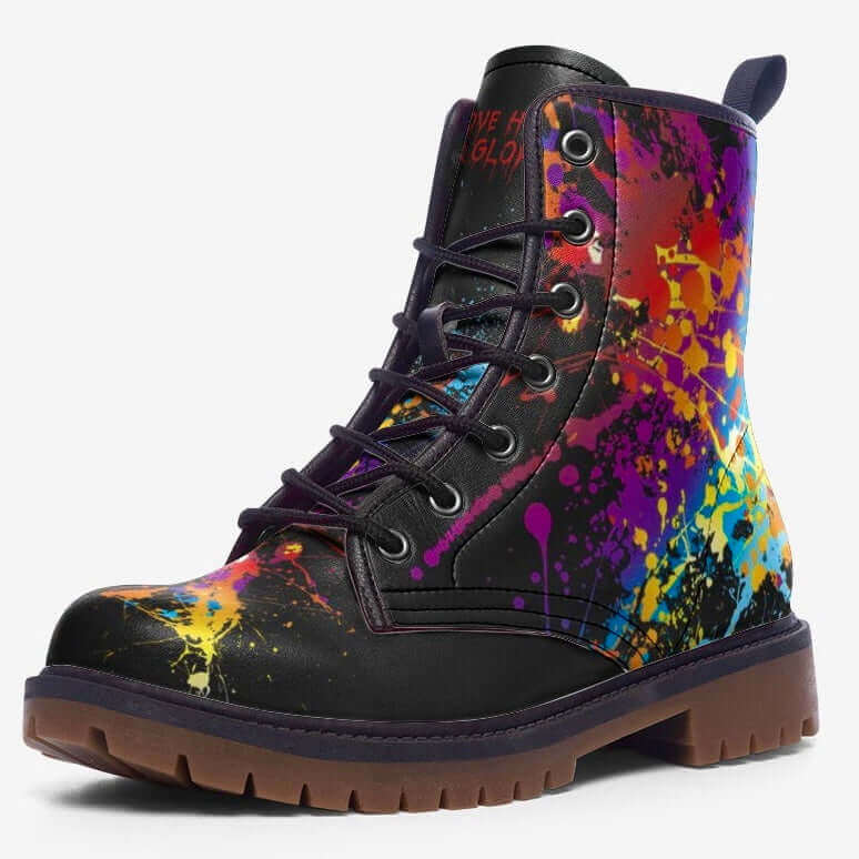 Rainbow combat boots hotsell